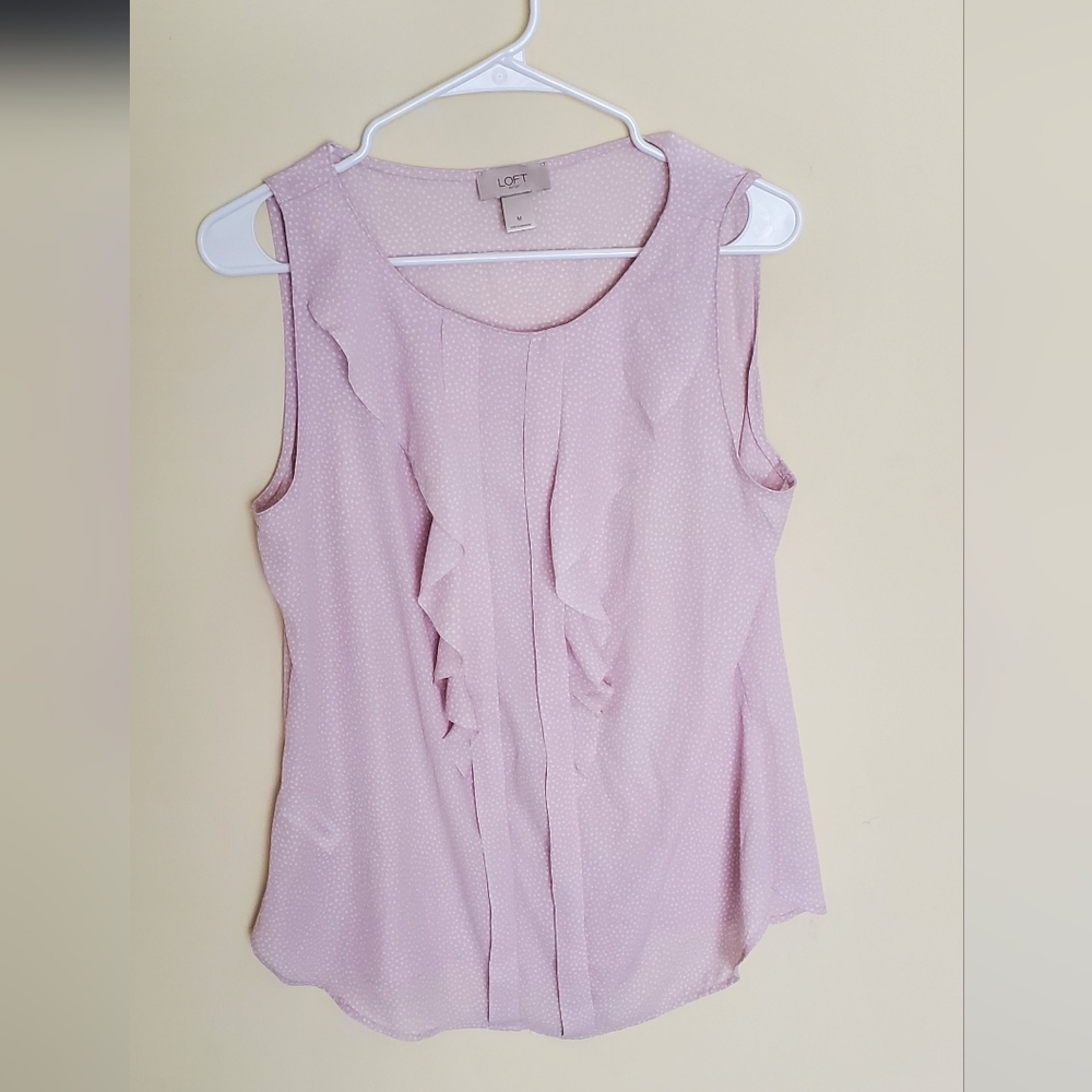 LOFT Soft Pink Polka Dot Blouse